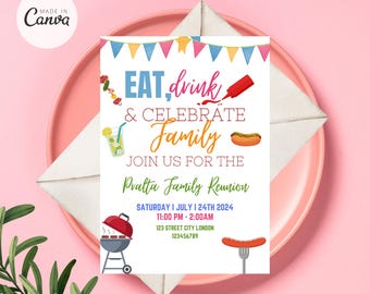 Family Reunion BBQ Invitation, Family Reunion Invitation, Family Party Invitation, Family Barbecue Invite, Outdoor Party Invitation PDF