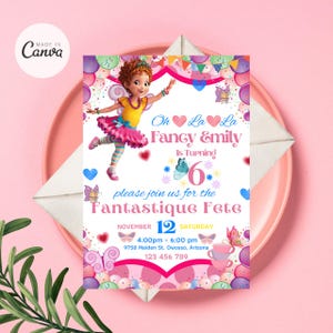Convite Fancy Nancy, Convite para festa de aniversário Fancy Nancy, Cartão digital para menina Fancy Nancy, Convite Fancy Nancy