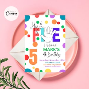 High Five-inbjudan, High Five-inbjudan, Hi-Five 5-årsdagsinbjudan, utskrivbar High Five-fest