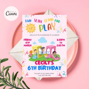 Faire-part d'anniversaire pour aire de jeux, Faire-part de fête dans le parc, Faire-part de saut, Faire-part pour une fête en plein air, Faire-part pour aire de jeux PDF