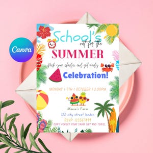 End of School Invite, Hello Summer Celebration, Summer Party Kick Off, Last Day of School Invite