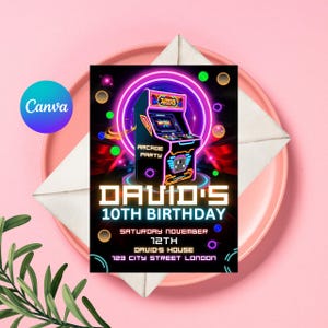 Arcade Party Invitation, Arcade Birthday Invitation, Video Game Party Invitation, Gaming Party Invite, Retro Arcade Invitation