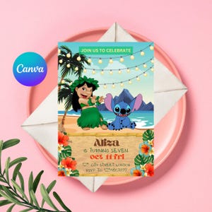 Stitch-Geburtstags-Einladung, Stitch-Geburtstags-Party Einladung, Stitch & Lilo Geburtstagsparty einladen Sofort Download