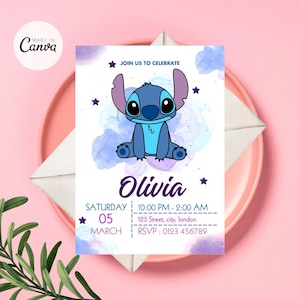 Stitch-Geburtstags-Einladung, Stitch-Geburtstags-Party Einladung, Stitch & Lilo Geburtstagsparty einladen Sofort Download
