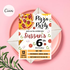 Invito modificabile per festa della pizza, invito di compleanno per pizza, invito di compleanno italiano, invito dello chef, PDF per festa della serata della pizza