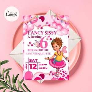 Convite Fancy Nancy, Convite para festa de aniversário Fancy Nancy, Cartão digital para menina Fancy Nancy, Convite Fancy Nancy