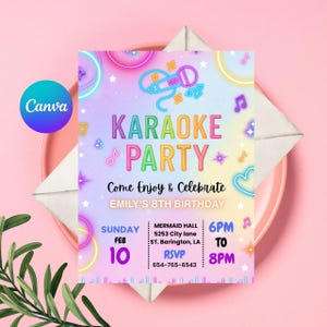 Karaoke Invitation, Music Invitation, Karaoke Birthday Invite, Karaoke Party Invite, Music Birthday Party PDF, Instant Download