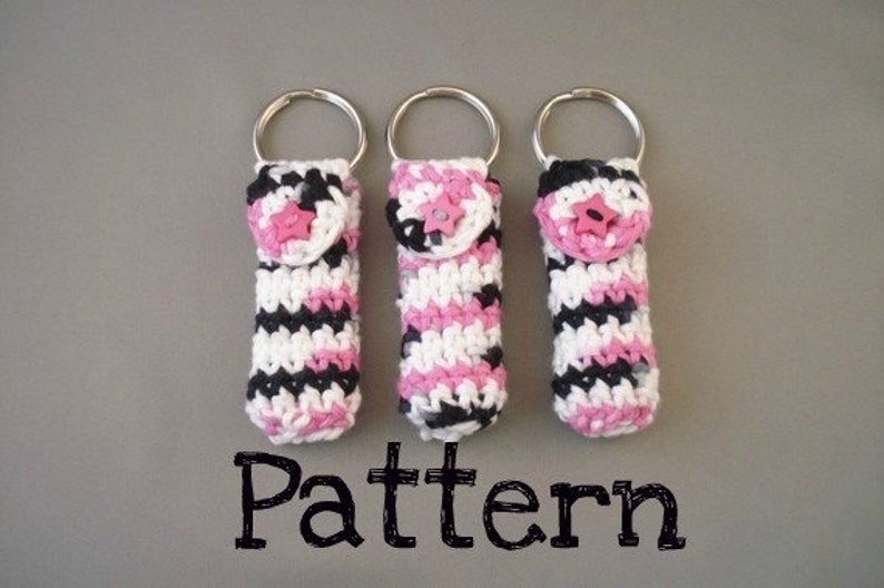 Crochet Pattern Keychain Lip Balm Holder image 1