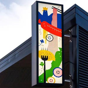 Prostokątny box świetlny, niestandardowy znak, znak na front sklepu, znak zewnętrzny, dwustronny projekcyjny box świetlny, dwustronny box świetlny LED