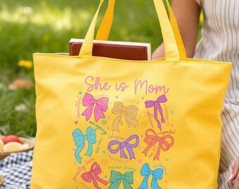 Zippered Mothers Day Tote Bag , Canvas Bag with Inner Pocket, Mothers Day Gift, Grandma Tote Bag Gifts, Gifts for Wife, Gifts for Wife