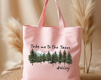Custom Tote Bag, Nature Lover Canvas Bag, Personalized Weekender Gift, Eco Friendly Travel Tote, Forest Adventure Bag, Gift for Wife