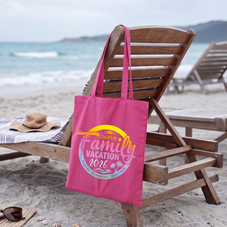 Personalized Family Vacation Tote Bag, Custom Travel Keepsake, Beach Trip Canvas Bag, Family Tote Gift, Family Reunion Tote, Gift for Her image 3