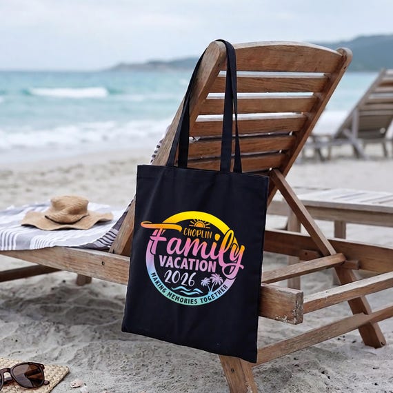 Personalized Family Vacation Tote Bag, Custom Travel Keepsake, Beach Trip Canvas Bag, Family Tote Gift, Family Reunion Tote, Gift for Her
