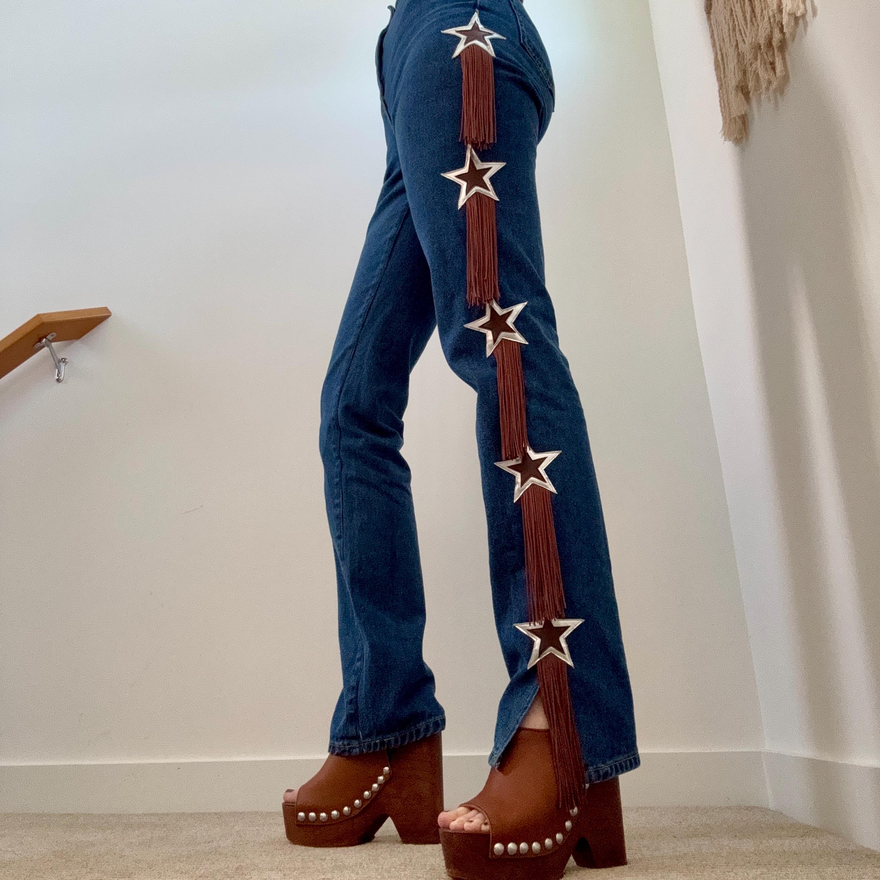 Western Fringe Jeans - Etsy
