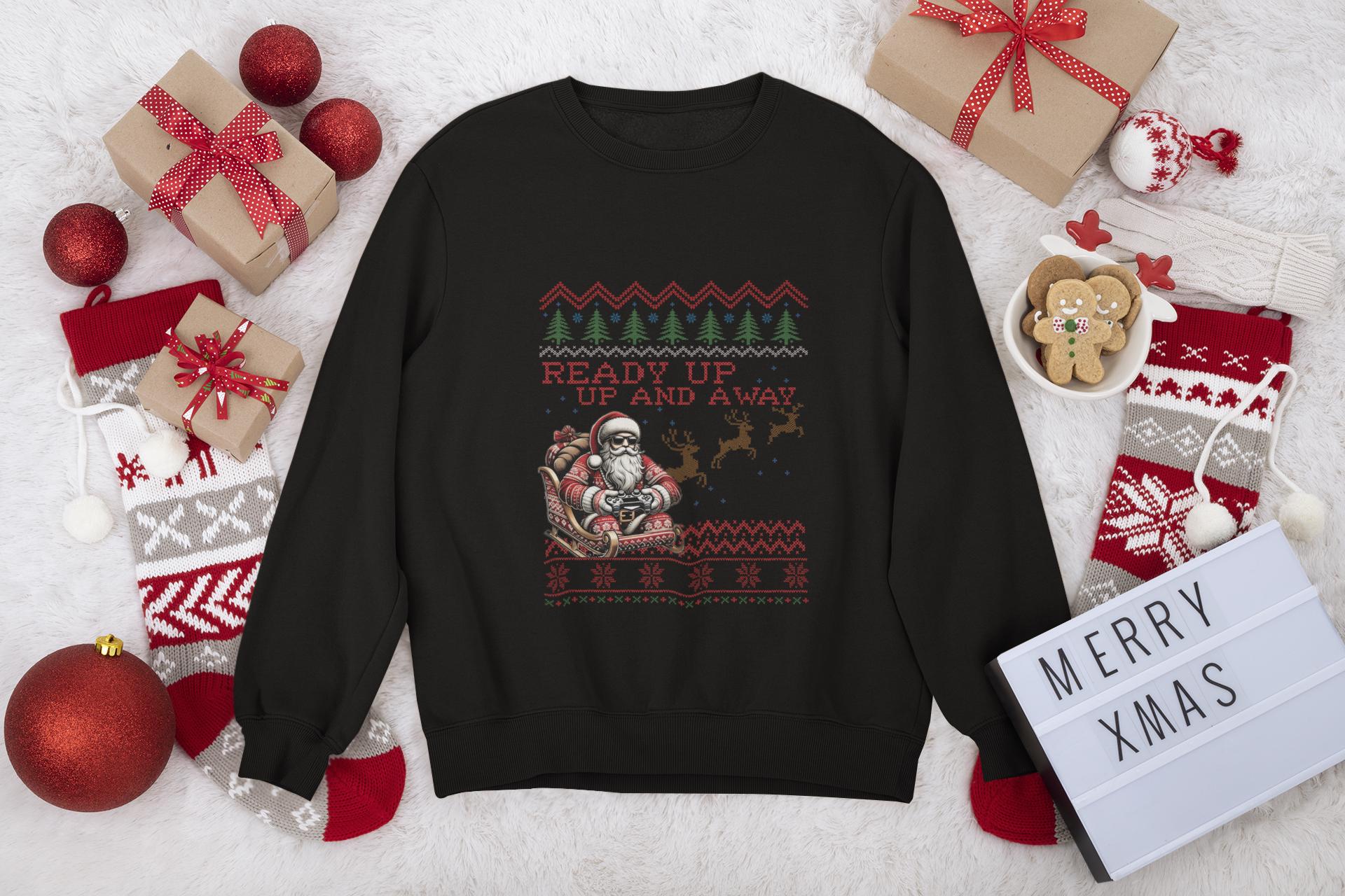 Sweatshirt Humoristique Jeu Vidéo – Père Noël Vs Elfe, Cadeau Idéal Pour Joueurs Et Fêtes De Noël