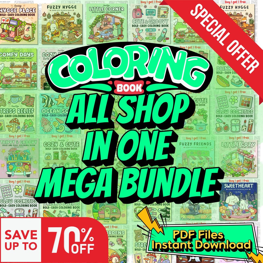 Coloring Pages Mega Bundle, Coloring Book Bundle, Girl Moments, Cute ...