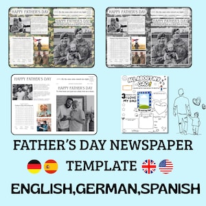 Canva Fathers Day Newspaper Template, First Father's Day DIY Gift For Husband, Printable Card For Dad, Editable Instant Download Gifts, 161