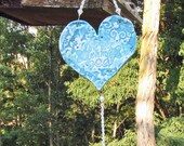 Heart Sun Catcher Ceramic  Wall Hanging Love me Love my Dog Sun Catcher Crystal Beads Ceramic Heart