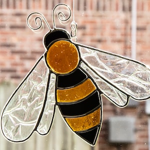 Stained Glass Honey Bee Suncatcher