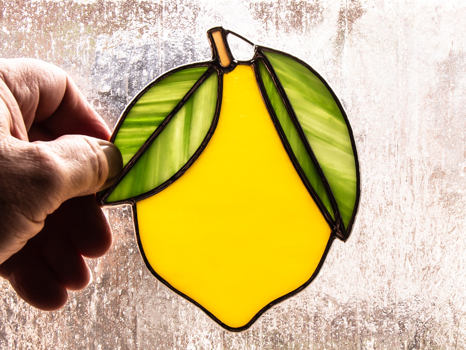 Stained Glass Lemon Suncatcher Fruit Art Glass Window Etsy