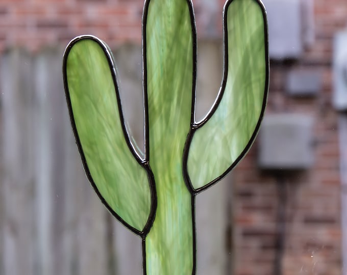 Stained Glass Cactus Suncatcher Etsy