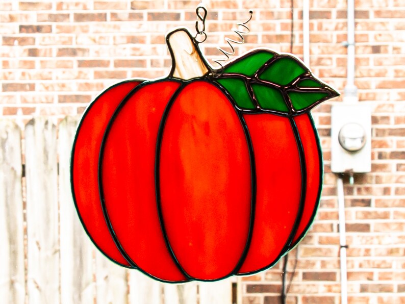 Stained Glass Pumpkin Suncatcher Halloween Decoration Autumn - Etsy