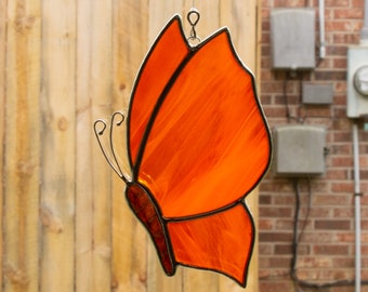 Stained Glass Orange Butterfly Suncatcher