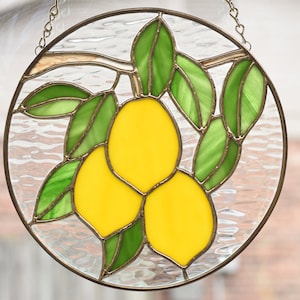 Stained Glass Lemon Trio Panel