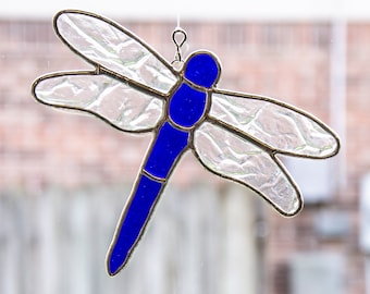 Stained Glass Blue Dragonfly Suncatcher