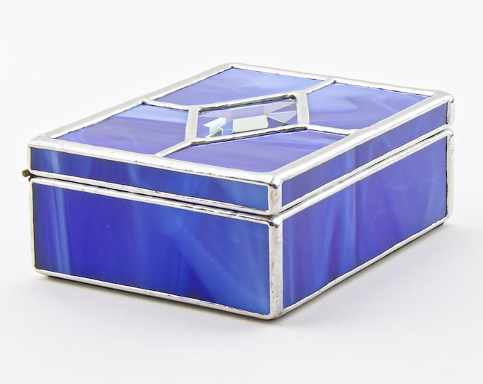 Blue Stained Glass Jewelry Box Handmade Artisan Keepsake Etsy