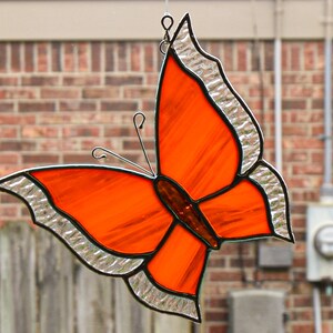 Stained Glass Orange Butterfly Suncatcher