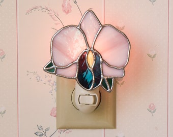 Stained Glass Orchid Night Light