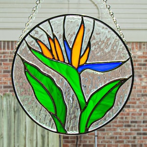 Stained Glass Bird of Paradise Panel
