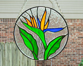 Stained Glass Bird of Paradise Panel