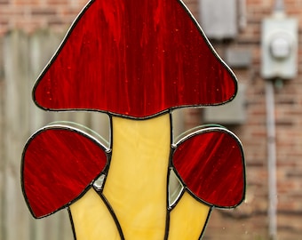 Stained Glass Mushroom Suncatcher