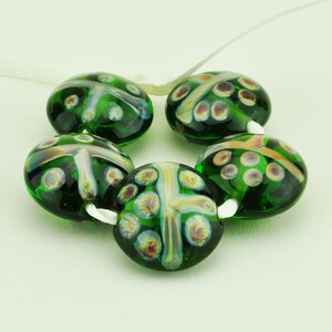 Handmade Lampwork Glass Beads / Lampwork Bead Set / Lampwork Beads / Lentil Beads / Glass Beads / Green Purple Brown Blue / SRAHallockGlass
