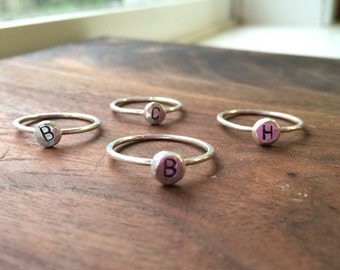 Sterling silver initial stack ring