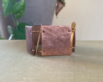 Mixed Metal Leather Cuff