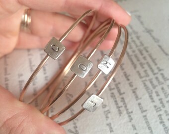 Handmade Bangle with Silver Initial