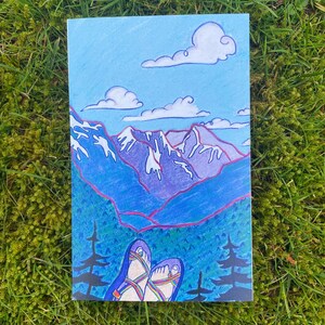 Paisagem da Montanha Chaco, Colorida e Abstrata | Mini Cartão Postal com Impressão Artística |