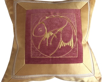 pillows embroidered chinoisserie velvet satin stripe chinese carp