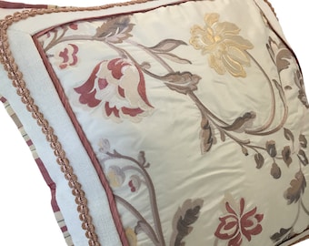 embroidered silk taffeta luxurious pillows floral living room bedroom with feathers insert