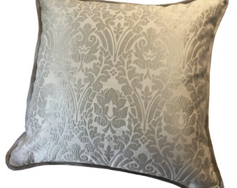 pillow large custom brocatelle silk linen sage cream insert