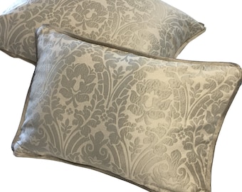 lumbar custom pillows exclusive brocatelle silk rayon linen sage cream