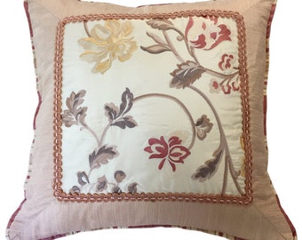 embroidered silk taffeta luxurious pillows floral living room bedroom with feathers insert