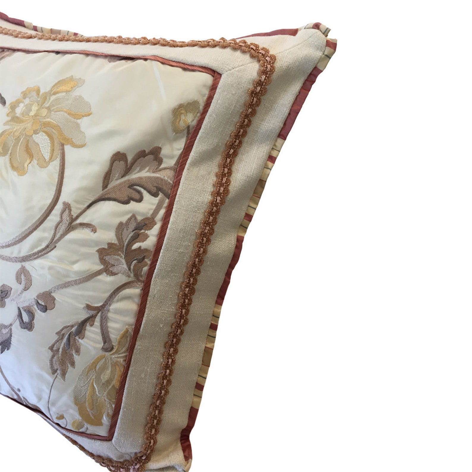 Embroidered silk taffeta pillows floral living room bedroom Etsy