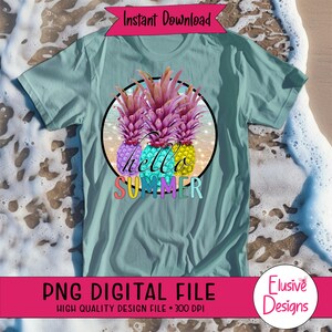 Hello Summer Pineapples PNG, Hello Summer PNG, Summer Pineapples, Hello Summer Digital, Digital Design, Digital Download, Sublimation PNG