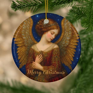 Baroque Angel Ceramic Christmas Ornament: Holiday Tree Decoration