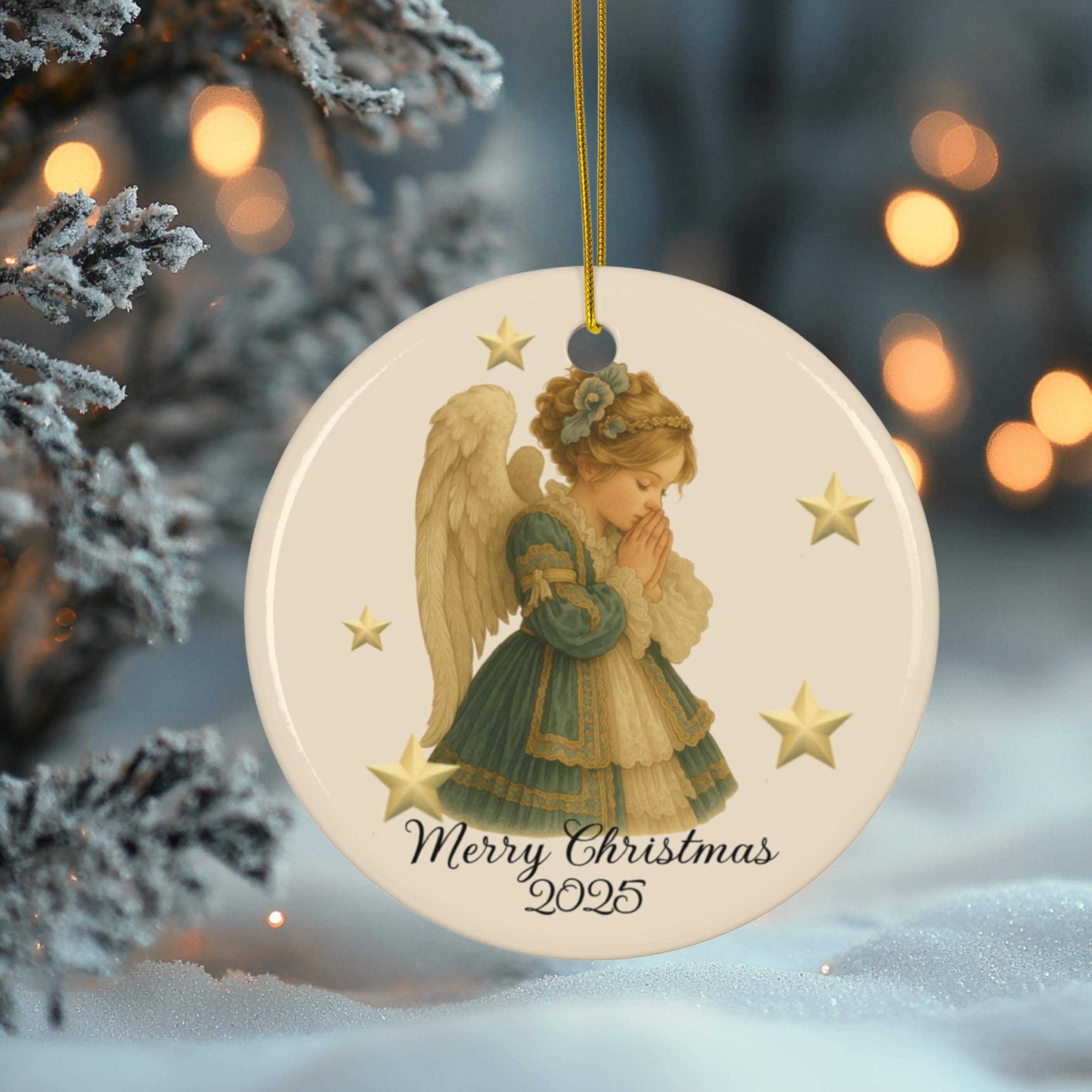 ヴィンテージスタイルの天使のクリスマスオーナメント：ホリデーツリー