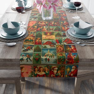 Personalized Vintage Christmas Table Runner: 50s Style Holiday Decor